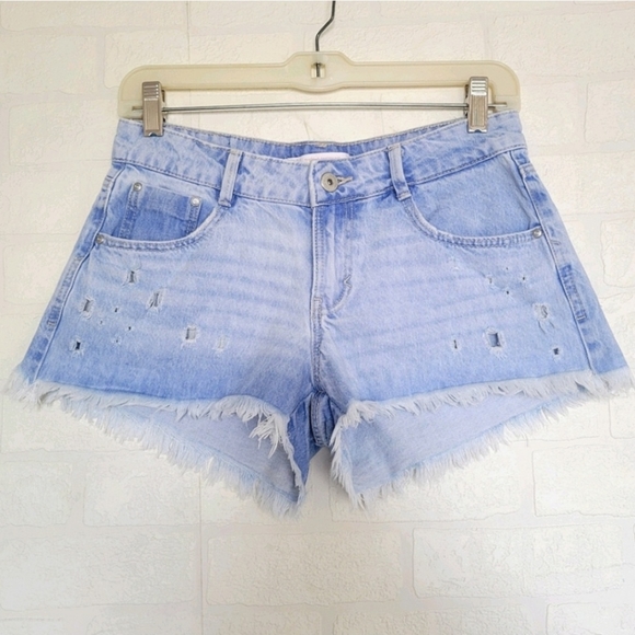 Zara Light Wash Distressed Shorts - Picture 1 of 7